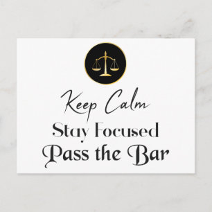 Cartão Postal Keep Calm. Stay Focused. Pass The Bar