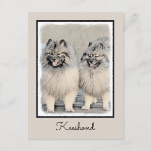 Cartão Postal Keeshond Brothers Painting - Arte Original de Cach