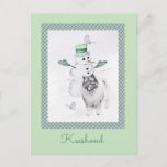 Cartão Postal Keeshond Christmas Snowman Pinting Art<br><div class="desc">Retrato original de Cachorro Snowman de Natal Keeshond. Especializamo-nos em arte original engraçada e engraçada. Comprar isto para si próprio ou como um presente excelente para os teus amigos de Keeshond. Seja criativo - clique em PERSONALIZAR para adicionar/remover/alterar texto, redimensionar a imagem, alterar as cores ou qualquer outra coisa que...</div>