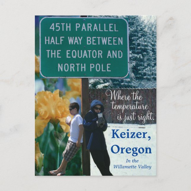 Cartão Postal Keizer Oregon Iris Capital 45º Paralelo (Frente)