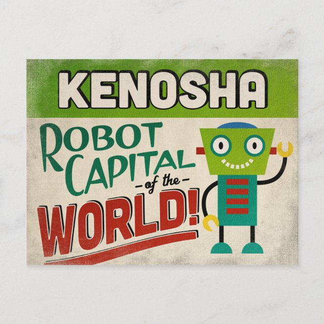 Cartão Postal Kenosha Wisconsin Robot - Engraçado Vintage (Frente)