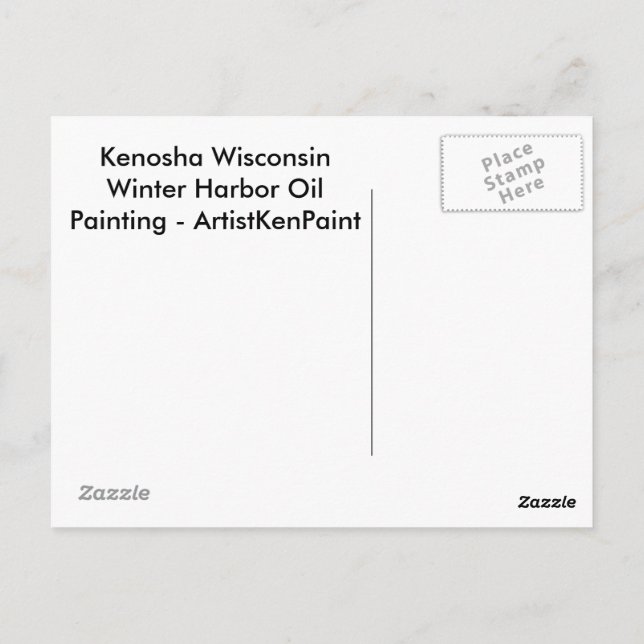 Cartão Postal Kenosha Wisconsin Winter Harbor Oil Painting (Verso)