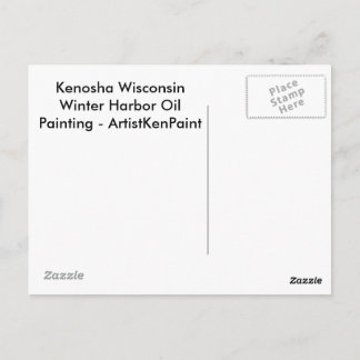 Cartão Postal Kenosha Wisconsin Winter Harbor Oil Painting