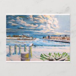 Cartão Postal Kenosha Wisconsin Winter Harbor Oil Painting