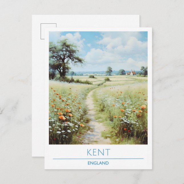 Cartão Postal Kent England Viagens vintage (Frente/Verso)