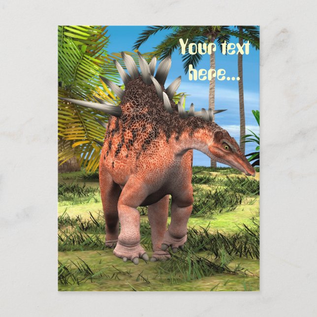 Cartão Postal Kentrosaurus Dinossauro Selva Arte Pré-Histórica (Frente)