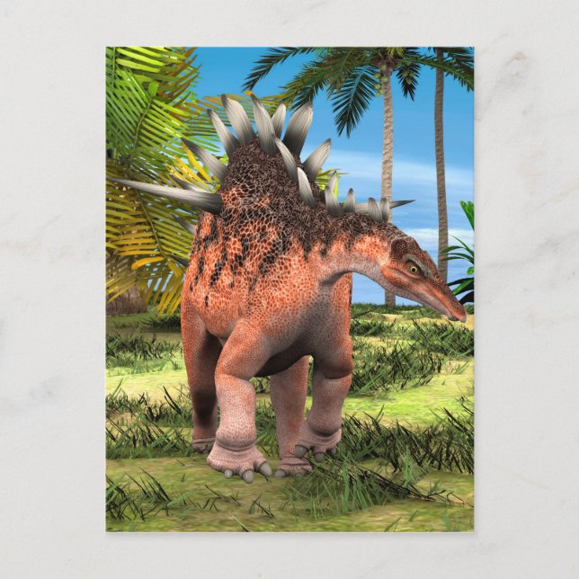 Cartão Postal Kentrosaurus Dinossauro Selva Arte Pré-Histórica (Frente)