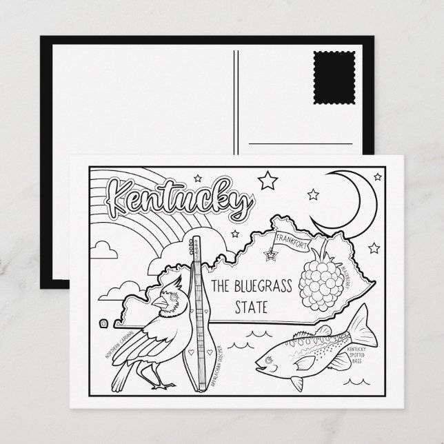 Cartão Postal kentucky coloração colagem (Frente/Verso)