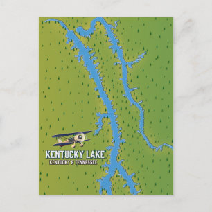 Cartão Postal Kentucky Lake USA MAp