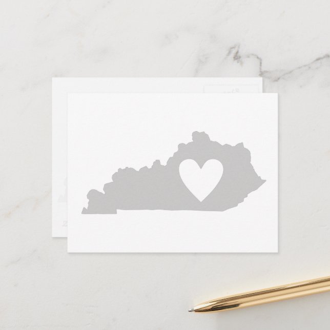 Cartão Postal Kentucky Shaped Cinza Kentucky Heart Love Adore (Frente/Verso In Situ)