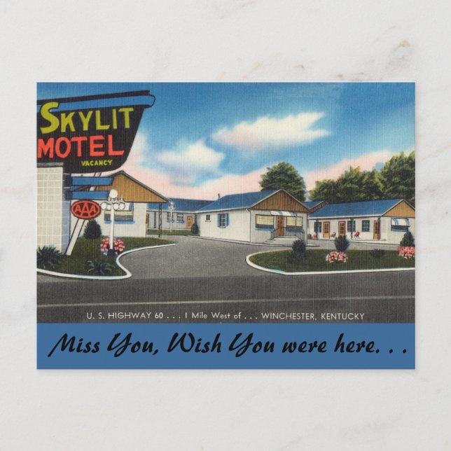 Cartão Postal Kentucky, Skylit Motel, Winchester (Frente)