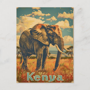 Cartão Postal Kenya Elephant Vintage