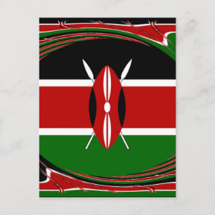 Cartão Postal Kenya Flag Art - Patriotic & Modern Design