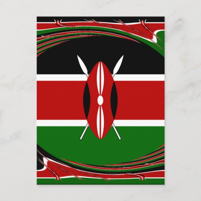 Cartão Postal Kenya Flag Art - Patriotic & Modern Design (Frente)