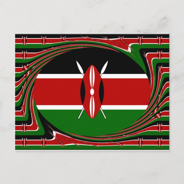 Cartão Postal Kenya Flag Art - Patriotic & Modern Design (Frente)