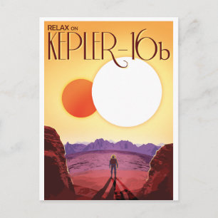 Cartão Postal Kepler-16b: Pôr do Sol Solar Binário Arte Espacial