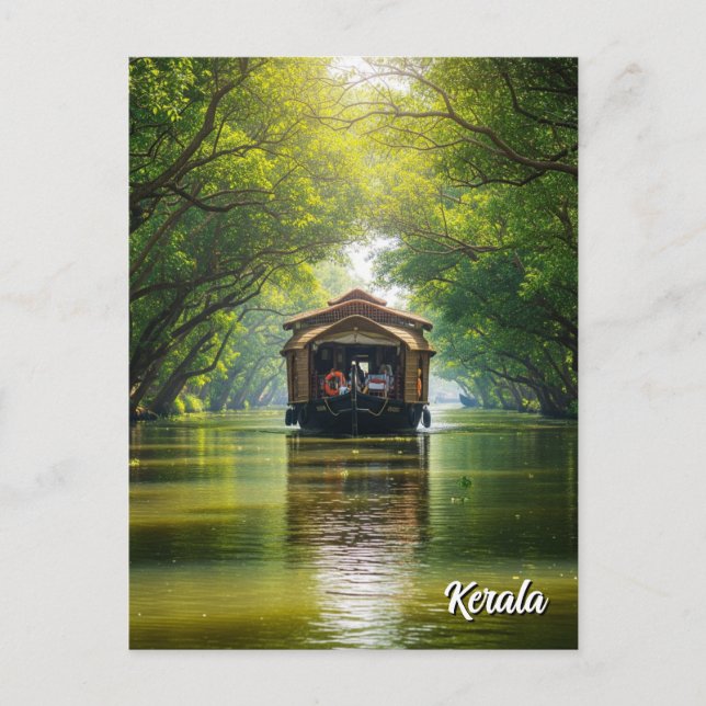 Cartão Postal Kerala Houseboat India (Frente)