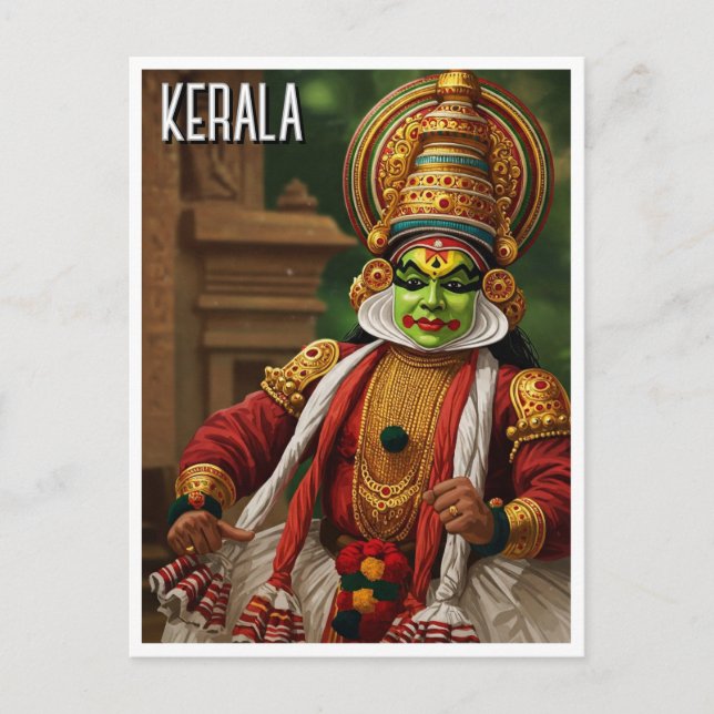 Cartão Postal Kerala India Kathakali Performer Viagem (Frente)