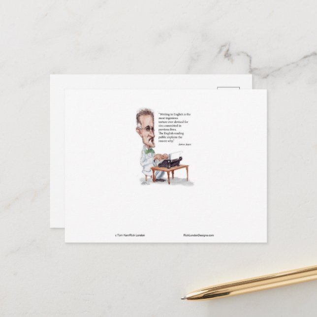 Cartão Postal Kerr/London James Joyce & English Is Torture Cote (Frente/Verso In Situ)