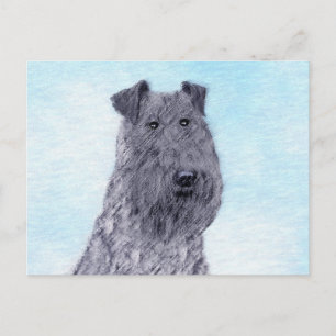 Cartão Postal Kerry Blue Terrier pintando uma pintura cãozinha o