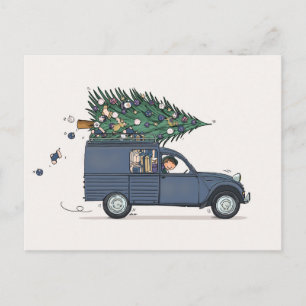 Cartão Postal Kerstkaart Besteleend blauw