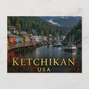 Cartão Postal Ketchikan Alasca Passagem Interior e Patrimônio Tl