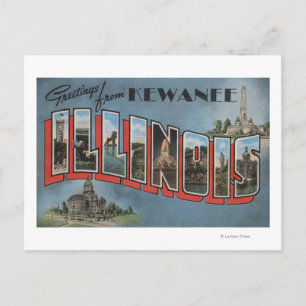 Cartão Postal Kewanee, Illinois - Cenas com Letras Grandes