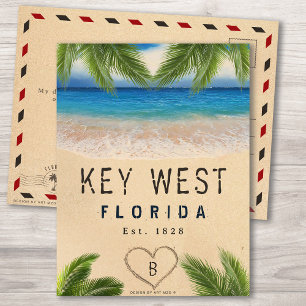 Cartão Postal Key West Beach Sand Tropical Palm Folaves
