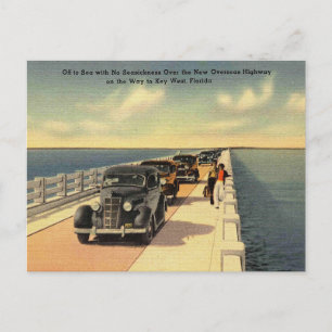 Cartão Postal Key West FL Overseas Highway No Seasease 1940s
