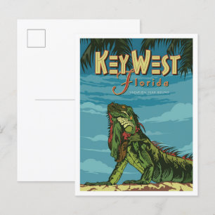 Cartão Postal Key West Florida Art Viagens vintage Illustration