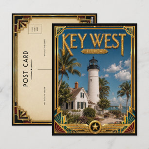Cartão Postal Key West Flórida Arte Deco Vintage Era de Ouro