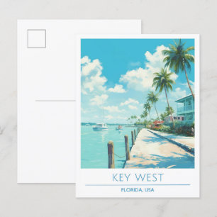 Cartão Postal Key West Florida USA Art Viagens vintage