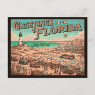 Cartão Postal Key West Flórida Viagem Vintage Anos 60