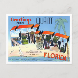 Cartão Postal Key West, Florida Vintage Big Letters