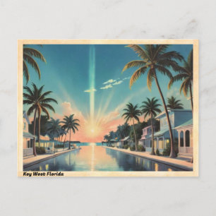 Cartão Postal Key West Florida Waterfront Sunset Vintage
