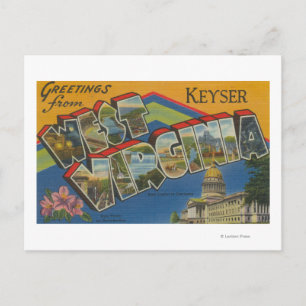 Cartão Postal Keyser, Virgínia Ocidental - Cenas com Letras Gran