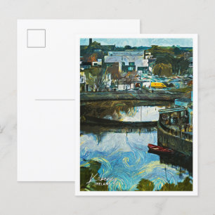 Cartão Postal Kilkenny Irlanda Pintura a Óleo Paisagem Urbana