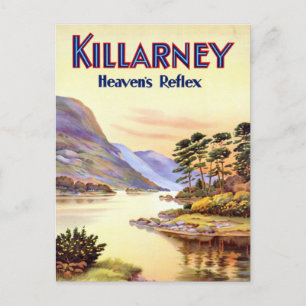 Cartão Postal Killarney Vintage Irlanda Reflexo do Céu Viagem