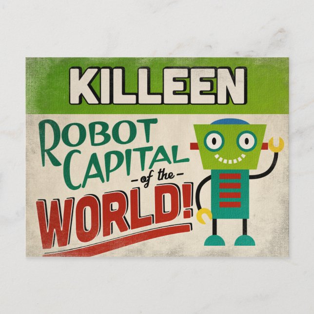 Cartão Postal Killeen Texas Robot - Engraçado Vintage (Frente)