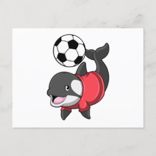 Cartão Postal Killerwhale como jogador de futebol com futebol