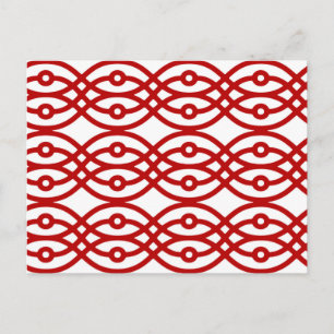 Cartão Postal Kimono impressão, branco e vermelho escuro