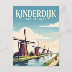 Cartão Postal Kinderdijk Holanda