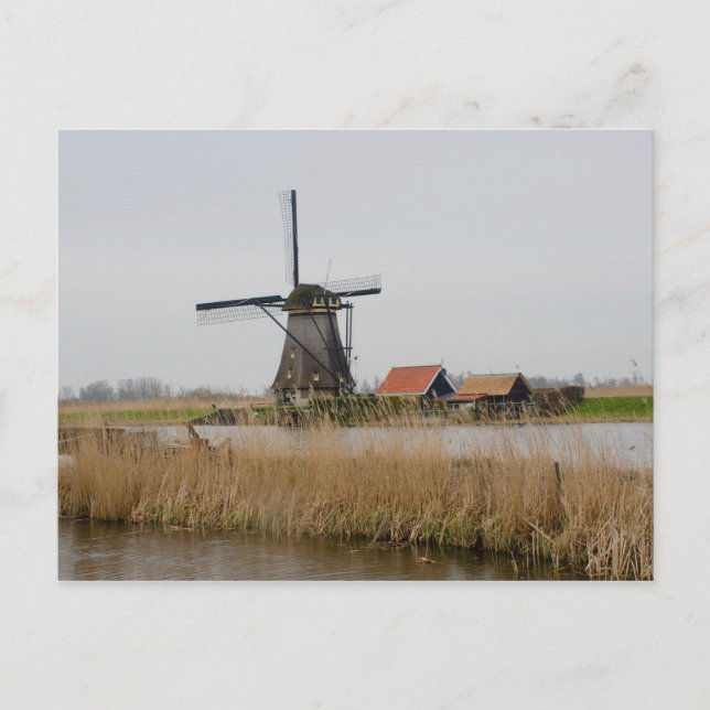 Cartão Postal Kinderdijk Windmill Holland (Frente)
