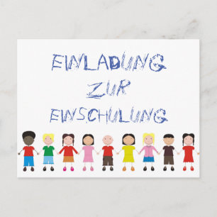 Cartão Postal Kinderreihe auf einer Einladung zur Einschulung