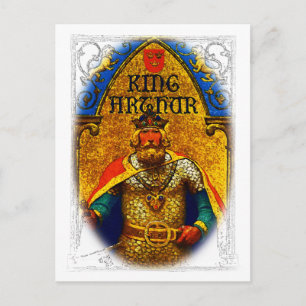 Cartão Postal King Arthur Enthroned