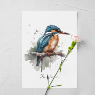 Cartão Postal Kingfisher sentado num galho personalizável