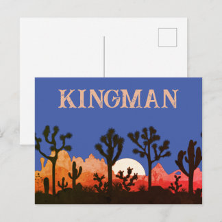 Cartão Postal Kingman Arizona Cactus Moonrise Sudoeste Sunset