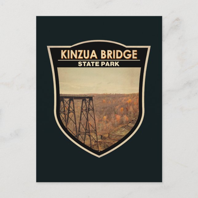 Cartão Postal Kinzua Bridge State Park Pensilvânia Vintage (Frente)