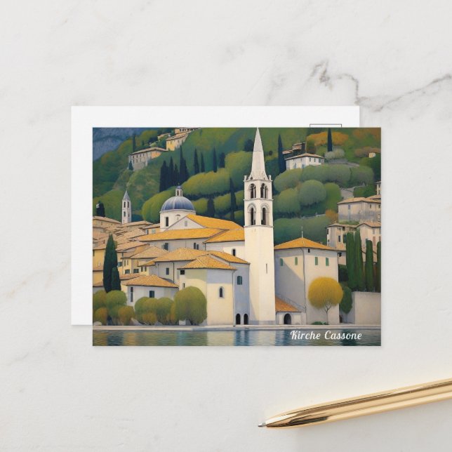 Cartão Postal Kirche Cassone Gustav Klimt Cativando Pintura (Frente/Verso In Situ)