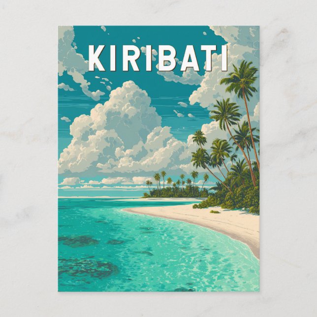 Cartão Postal Kiribati Illustration Travel Art Vintage (Frente)